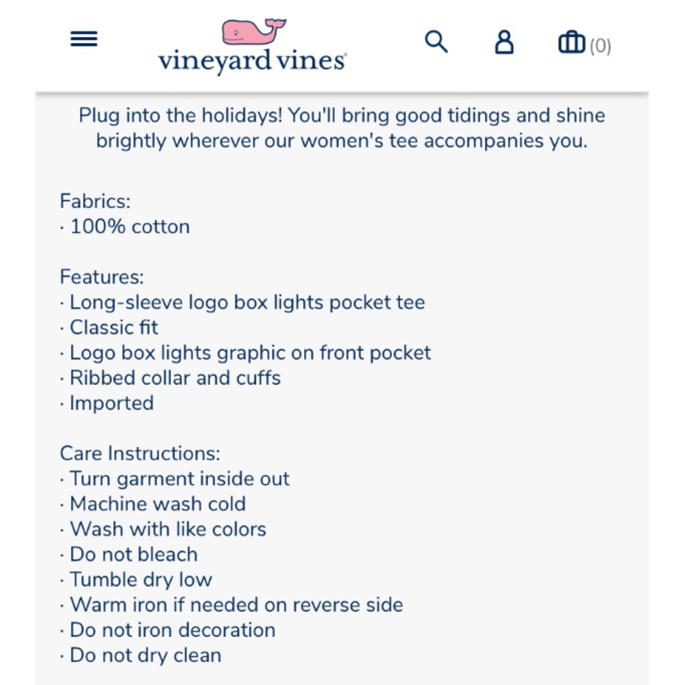 Vineyard Vines Hot Pink Christmas Lights Logo Long Sleeve Pocket Tee T-Shirt - Picture 5 of 7